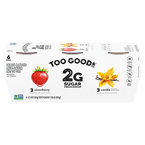 Two Good Strawberry & Vanilla Variety Pack Low Fat Lower Sugar Greek Yogurt - 6-5.3 Oz