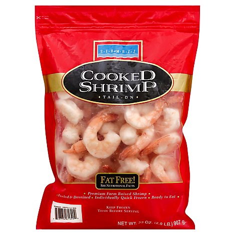 Seamazz Frozen Cooked Shrimp Peeled & Deveined Tail On 16/20 Ct- 2 LB