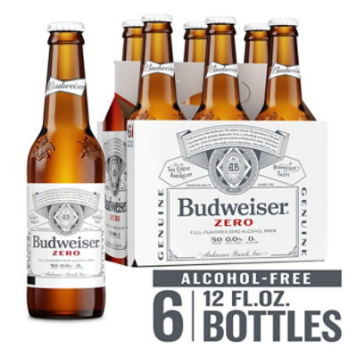 Budweiser Zero Non Alcoholic Beer In Bottles - 6-12 Fl. Oz. - Image 1