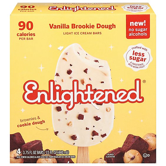 Enlightened Ice Cream  Bar Van Dbl Dough - 15 FZ