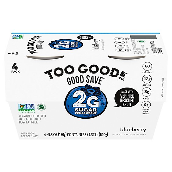 Two Good Blueberry Greek Low Fat Yogurt - 4-5.3 Oz