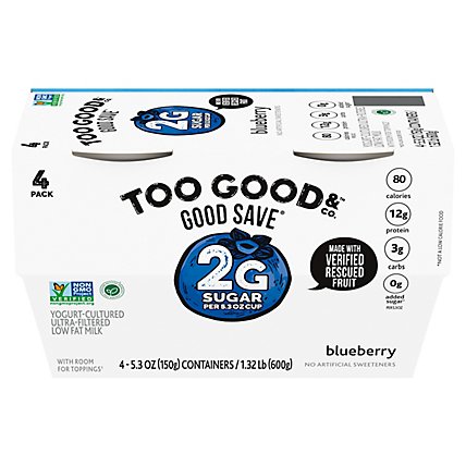 Two Good Blueberry Greek Low Fat Yogurt - 4-5.3 Oz - Image 1