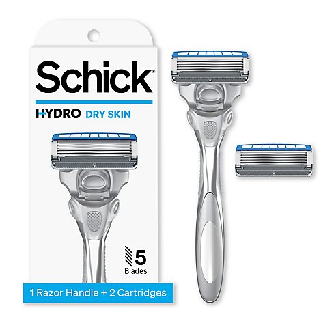 Schick Hydro Dry Skin Mens 5 Blade Razor with 1 Razor Handle and 2 Refills - Each