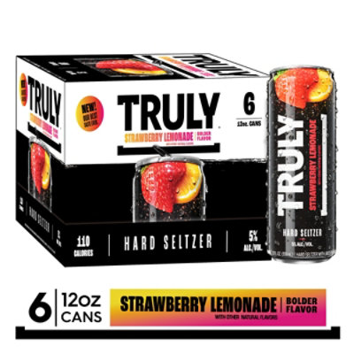 Truly Hard Seltzer Strawberry Lemonade Spiked & Sparkling Water - 6-12 Fl. Oz. - Image 1