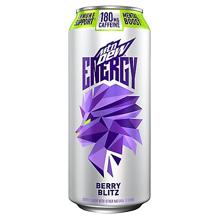 Mtn Dew Rise Energy Drink Berry Blitz 16 Fluid Ounce Can - 16 FZ - Image 1