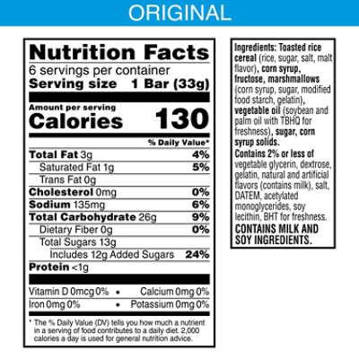 Rice Krispies Treats Homestyle Crispy Marshmallow Squares Original Kids Snacks - 6 - 6.98 Oz - Image 2