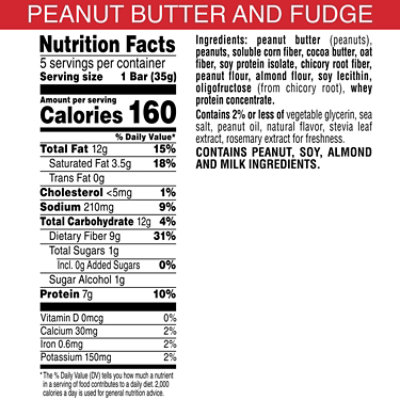 Special K Snack Bars Keto Friendly 7g Protein Peanut Butter Fudge 5 Count - 6.17 Oz - Image 5