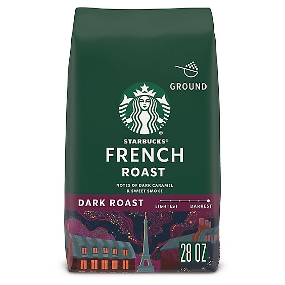 Starbucks French Roast 100% Arabica Dark Roast Ground Coffee Bag - 28 Oz