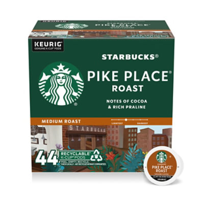 Starbucks Pike Place Roast 100% Arabica Medium Roast K Cup Coffee Pods Box 44 Count - Each
