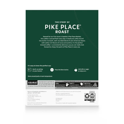 Starbucks Pike Place Roast 100% Arabica Medium Roast K Cup Coffee Pods Box 44 Count - Each - Image 7