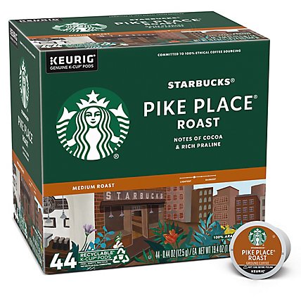 Starbucks Pike Place Roast 100% Arabica Medium Roast K Cup Coffee Pods Box 44 Count - Each - Image 1