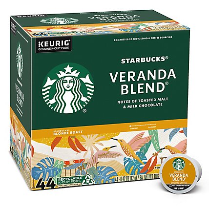 Starbucks Veranda Blend 100% Arabica Blonde Roast K Cup Coffee Pods Box 44 Count - Each - Image 1