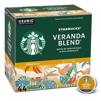 Starbucks Veranda Blend 100% Arabica Blonde Roast K Cup Coffee Pods Box 44 Count - Each