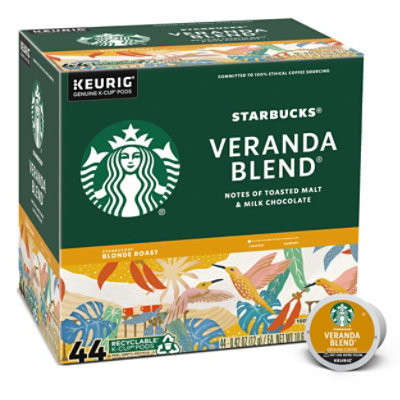 Starbucks Veranda Blend 100% Arabica Blonde Roast K Cup Coffee Pods Box 44 Count - Each - Image 1