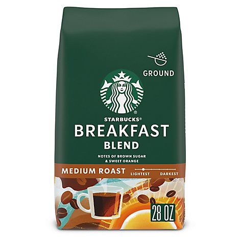 Starbucks Breakfast Blend 100% Arabica Medium Roast Ground Coffee Bag - 28 Oz
