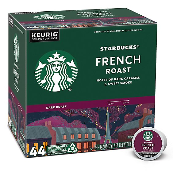 Starbucks French Roast 100% Arabica Dark Roast K Cup Coffee Pods Box 44 Count - Each