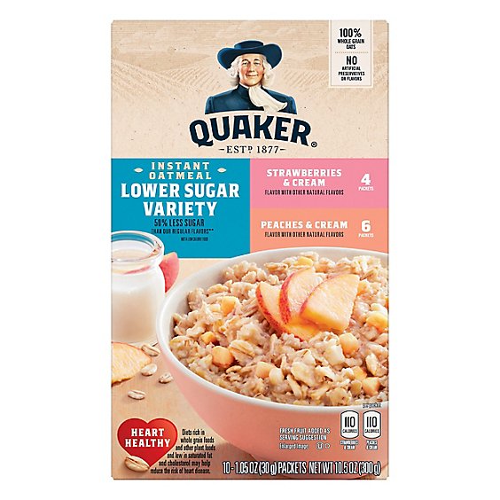 Quaker Instant Oatmeal Lower Sugar Variety Pack - 10.5 OZ