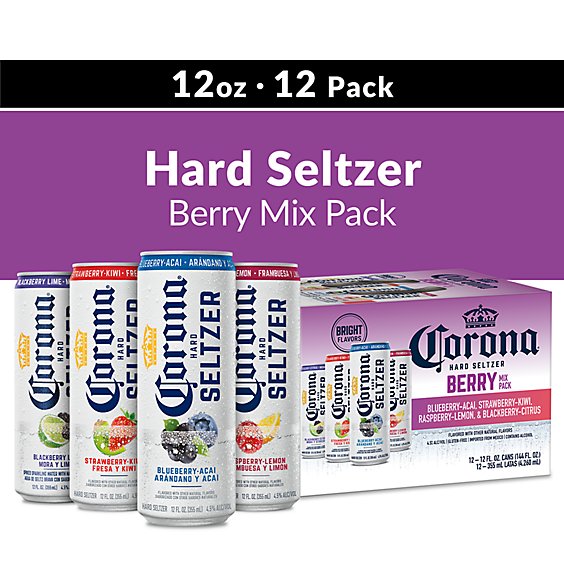 Corona Hard Seltzer Gluten Free Spiked Sparkling Water  Variety Pack - 12-12 Fl. Oz.