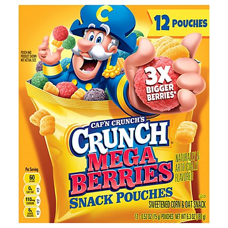 Capn Crunch Mega Berries Snack Pouches - 6.3 OZ
