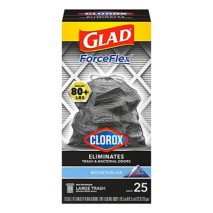 Glad Large Drawstring Forceflex With Clorox Mountain Air Trash Bags - 25-30 Gallon - Image 3