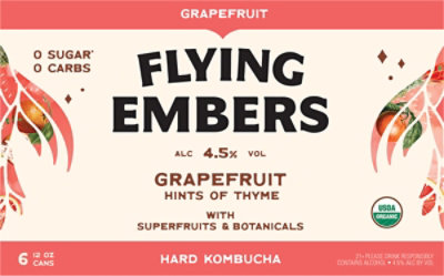 Flying Embers Hard Kombucha Grapefruit In Cans - 6-12 Fl. Oz. - Image 2