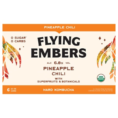 Flying Embers Hrd Kombucha Pineapple Chili In Cans - 6-12 FZ - Image 3