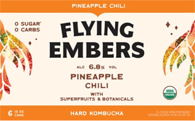 Flying Embers Hrd Kombucha Pineapple Chili In Cans - 6-12 FZ - Image 2
