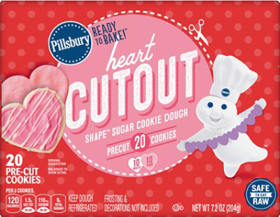 Pillsbury Ready To Bake Hearts Cut Out Sugar Cookie Dough 20 Count - 7.2 Oz - Image 2