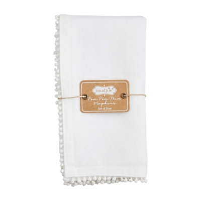 Mud Pie White Pom Napkin Set - EA - Image 1