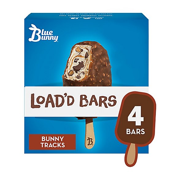 Blue Bunny Load'd Bars Bunny Tracks Frozen Dessert for Fall - 4 Count