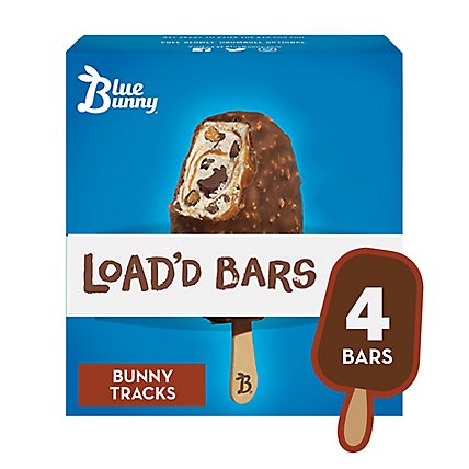 Blue Bunny Load'd Bars Bunny Tracks Frozen Dessert for Fall - 4 Count - Image 1