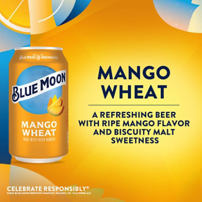 Blue Moon Mango Wheat Craft Fruit Beer Beer 5.4% ABV Cans - 6-12 Fl. Oz. - Image 2