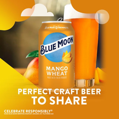 Blue Moon Craft Beer Mango Wheat 5.4% ABV Cans - 6-12 Fl. Oz.