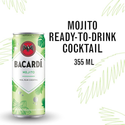 Bacardi Mojito Gluten Free Ready to Drink Real Rum Slim Cocktail Multipack - 4-355 Ml - Image 1