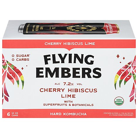 Flying Embers Hard Kombucha Black Cherry In Cans - 6-12 Fl. Oz.