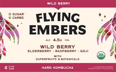 Flying Embers Hrd Kombucha Wild Berry In Cans - 6-12 FZ - Image 2