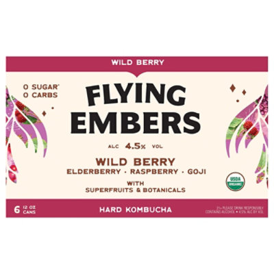 Flying Embers Hrd Kombucha Wild Berry In Cans - 6-12 FZ - Image 1
