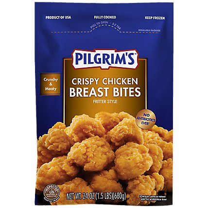Pilgrims Crispy Chicken Breast Bites Frozen Fully Cooked - 24 OZ - Image 1