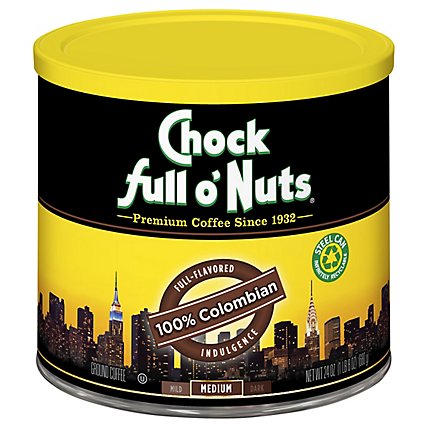 Chock full o Nuts 100% Columbian Ground Coffee Canister - 24 OZ - Image 1