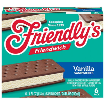 Friendly's Friendwich Vanilla Frozen Dairy Dessert Sandwiches - 6 - 4 Fl. Oz. - Image 4
