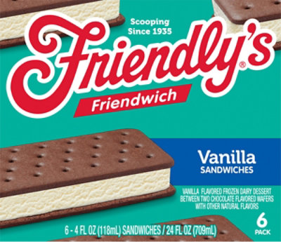 Friendly's Friendwich Vanilla Frozen Dairy Dessert Sandwiches - 6 - 4 Fl. Oz. - Image 7