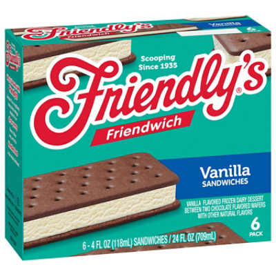 Friendly's Friendwich Vanilla Frozen Dairy Dessert Sandwiches - 6 - 4 Fl. Oz. - Image 4