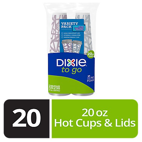 Dixie To Go Paper Cups & Lids - 20 CT