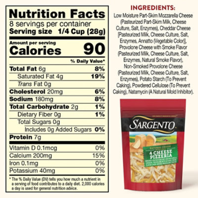 Sargento Shredded 4 Cheese Pizzeria Natural Cheese - 8 Oz - Image 5