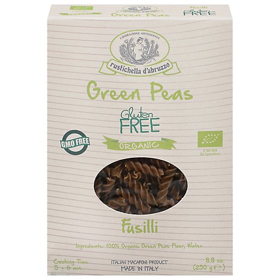 Rustichella D Abruzzo Pasta Fusilli Green Peas Gluten Free - 8.8 Oz