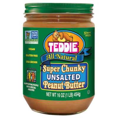 Teddie Unsalted Super Chunky Peanut Butter 16oz - 16 OZ - Image 3