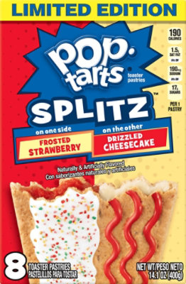 Pop-Tarts Splitz Breakfast Toaster Frosted Strawberry & Drizzled Cheesecake - 14.1 Oz - Image 2