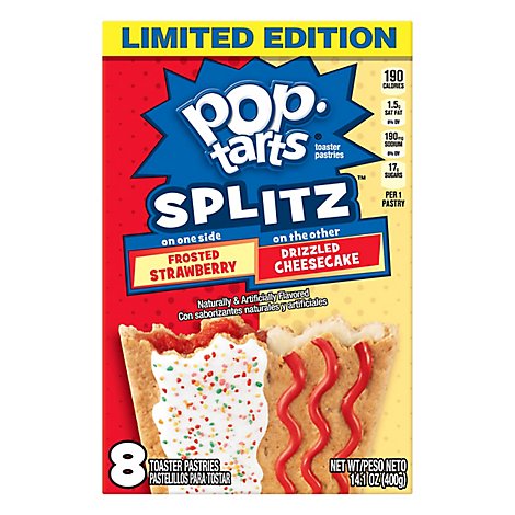 Pop-Tarts Splitz Breakfast Toaster Frosted Strawberry & Drizzled Cheesecake - 14.1 Oz