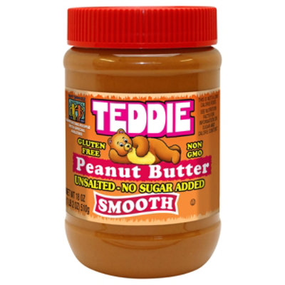 Teddie Regular Smooth Peanut Butter No Salt Added 18oz - 18 OZ - Image 3