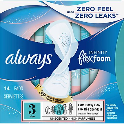 Always Infinity Pads Size 3 Extra Heavy Flow Absorbency With Wings - 14 CT - Image 2